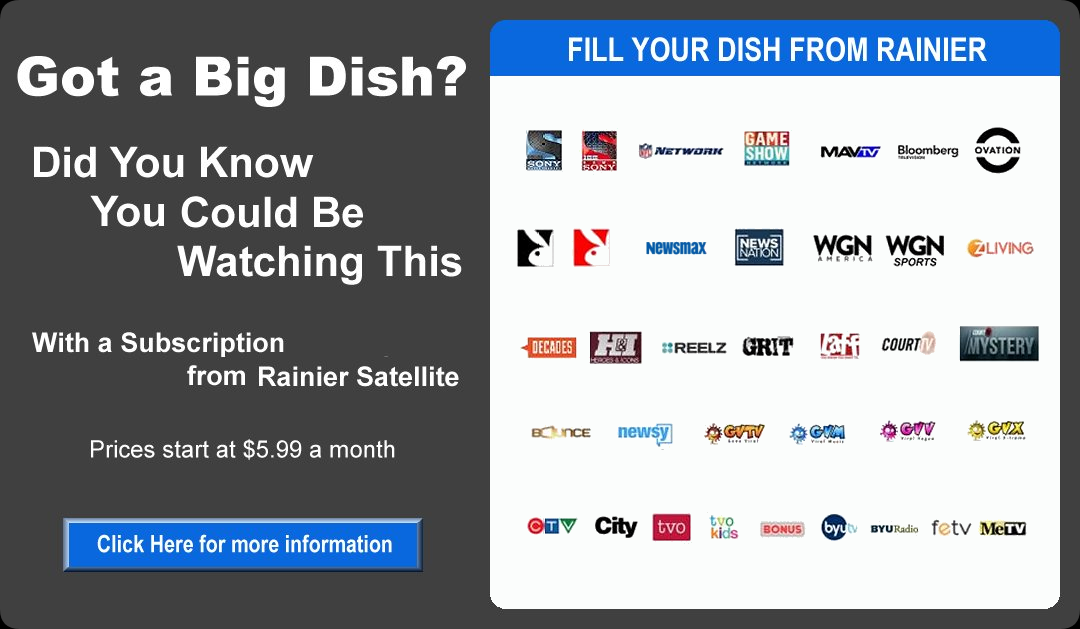 Rainier Satellite Online Sales C Band HD Satellite Programming C